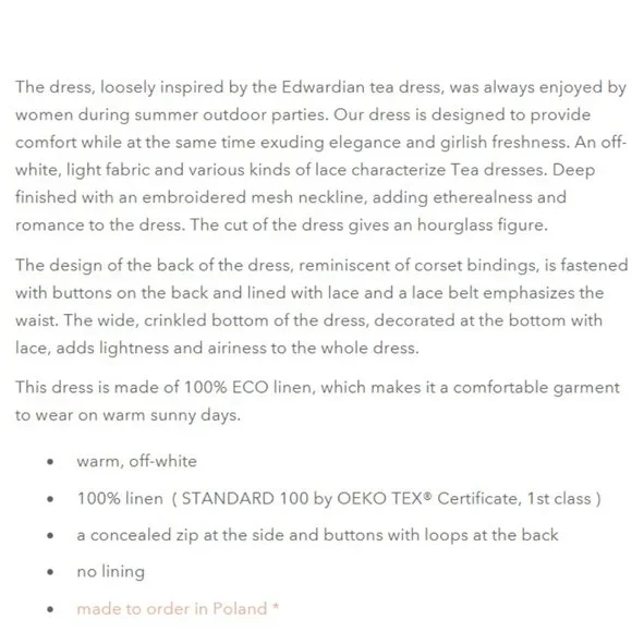 NWT BEDRA Vintage Under the Tuscan Sky Edwardian Midi Dress, XS, Linen, Wedding - Picture 15 of 16